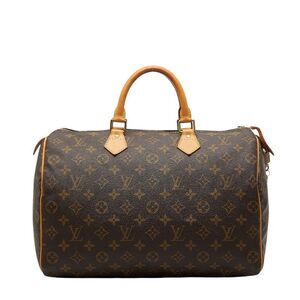 Louis Vuitton Monogram Speedy 35 Handbag Boston Bag M41107 Brown PVC Leather